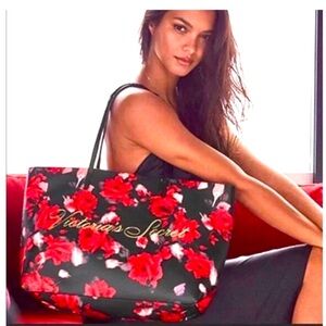 Victoria’s Secret 2019 large black/red rose tote